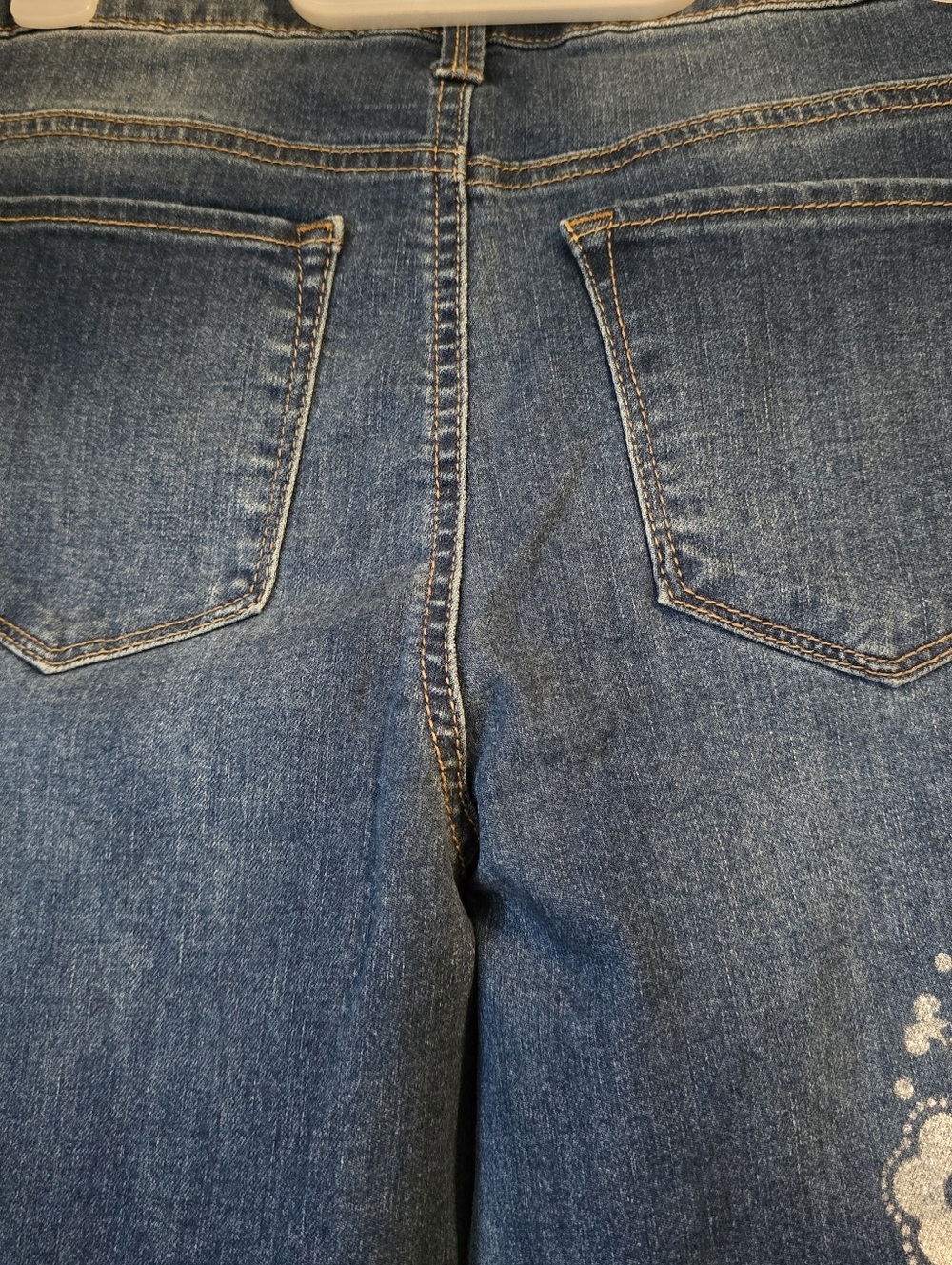 HANDCRAFTED Upcycled Denim Boho Skinny Jeans HANDPAINTED Mandala Hamsa Size 11 - Picture 13 of 14